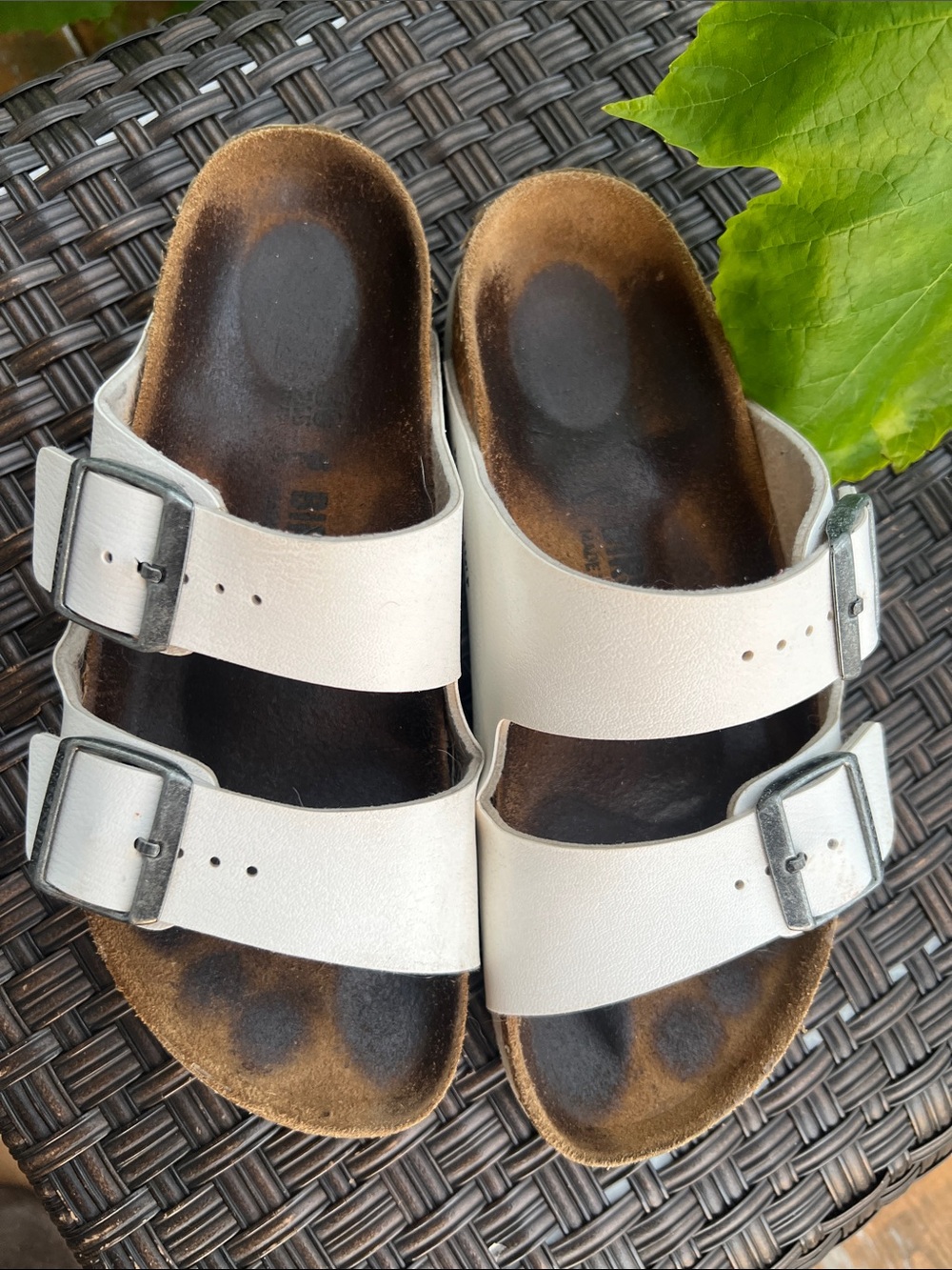 Birkenstock White Arizona Two-Strap Slide Sandals
